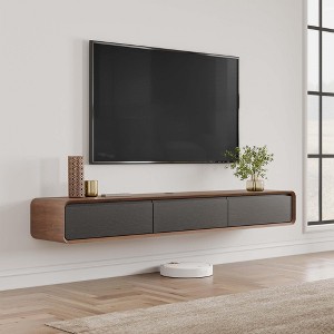 POVISON Fully Assembled Modern Floating TV Stand for TVs up to 65",Wall-Mounted Entertainment Center with 3 Flip-Down Cabinet Doors TV Console - 1 of 4