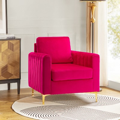 Iapygia Contemporary Tufted Wooden Upholstered Club Chair with Metal Legs  for Bedroom and Living Room Club Chair  | ARTFUL LIVING DESIGN