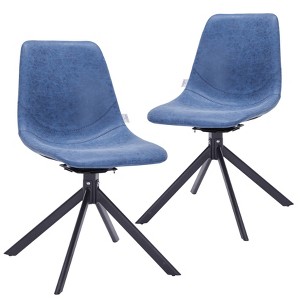 LeisureMod Leather Dining Chair with 360-Degree Swivel And Powder-Coated Iron Legs - 1 of 4