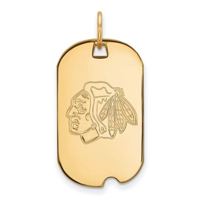 Black Bow Jewelry 14k Yellow Gold Chicago Blackhawks NHL Pendant