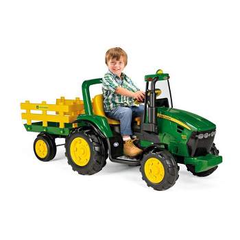 Peg Perego 12v John Deere Ground Force Tractor With Trailer Powered Ride-on  - Green : Target