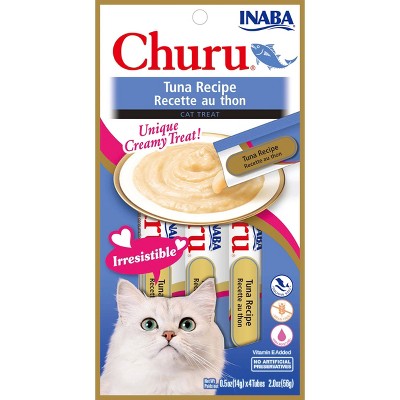 Inaba Churu Grain Free Food Topper Tuna Recipe Cat Treat - 0.5oz/32ct Pack