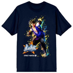 Street Fighter VI Luke Graffiti Crew Neck Short Sleeve Navy Men's T-shirt - 1 of 3