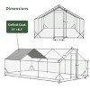 120'' Metal Chicken Coop Walk in Poultry Run Cage,Outdoor Hen Duck Rabbit Pen with UV Waterproof Tarp - LAOTIES - 3 of 4