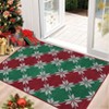 Christmas Area Rugs Living Room Washable Non-Slip Backing, Boho Christmas Snowflakes Checkered Low Pile Soft Durable Floor Mat Bedroom Dining Room - 2 of 4