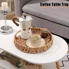 Aoibox Round Woven Coffee Table Ottoman Tray with Handles - Water Hyacinth Wicker Serving Tray, Decorative Storage Basket for Home & Kitchen - 2 of 4
