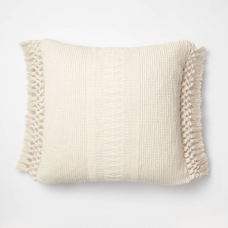 Textural Woven Throw Pillow with Trims Cream - Threshold™ designed with Studio McGee, 1 of 10