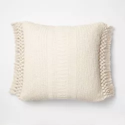 Square Woven Textural Pillow with Crochet Trim Cream - Threshold™ designed with Studio McGee