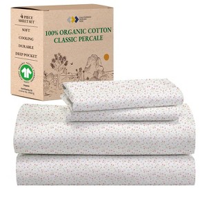 California Design Den  Bed Sheets Set - 100% Organic Cotton Percale, Deep Pocket - 1 of 4