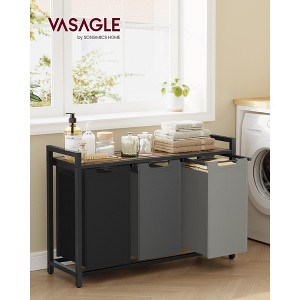 VASAGLE Laundry Hamper, Laundry Basket, Laundry Sorter with 3 Pull-Out and Removable Bags, Shelf, Metal Frame, 3 x 10 Gallons (38L) - 1 of 4
