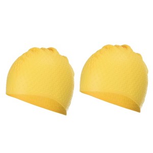 Unique Bargains Silicone Waterproof Non-Slip Bubble Textured Adult Swim Caps 2 Pcs - 1 of 4
