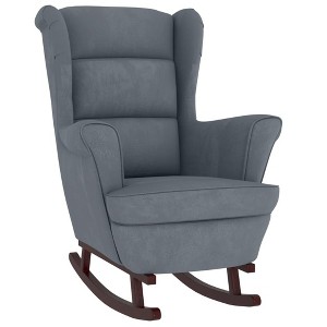 vidaXL Rocking Chair Light Gray Velvet, Solid Rubber Wood, Foam Standard - 1 of 4