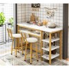 Hooseng 3-Piece Dining Room Table Set with 2 Upholstered Bar Stools, Modern Farmhouse Style Bar Table Set for 2 with Multiple Tier Storage Shelves - 4 of 4