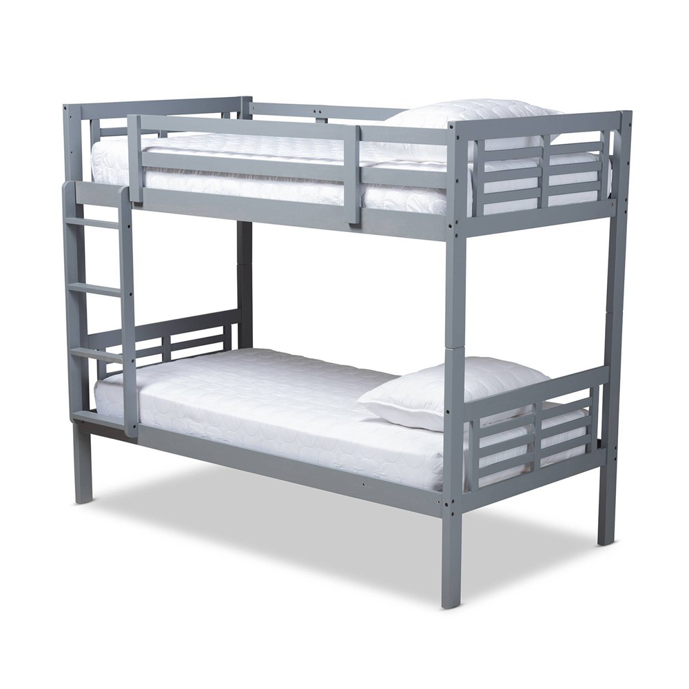 Photos - Bed Frame Twin Liam Bunk Bed Gray - Baxton Studio