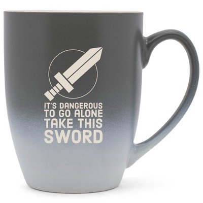 100 North Legendary Hero's 10 Ounce Gray and White Two Toned Ombre, Comfortably Fits Your Hands, Ceramic Tea Coffee Cup Mug, It's Dangerous To Go