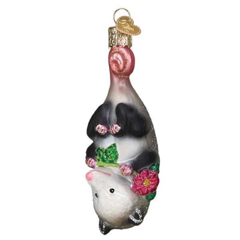 Old World Christmas Blossom Opossum  -  One Glass Ornament 4.25 Inches -  Playing Possem Ornament  -  12569  -  Glass  -  Gray, 1 of 4