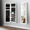 Costway Wall Door Mounted Mirrored Jewelry Cabinet Organizer Storage w/LED Light White - 2 of 4