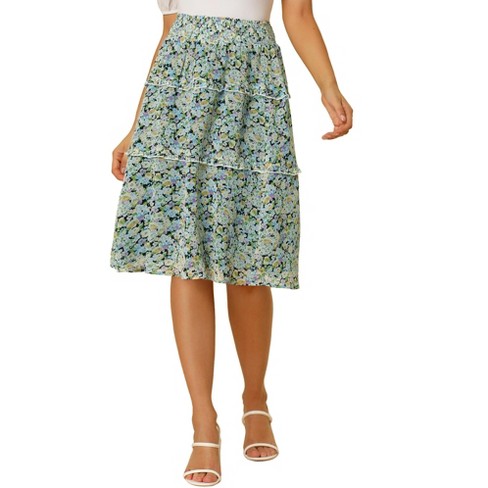 Elastic waist skirt outlet knee length