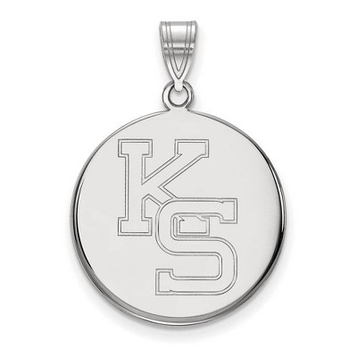 Black Bow Jewelry 10k White Gold Kansas State Wildcats NCAA Large Pendant