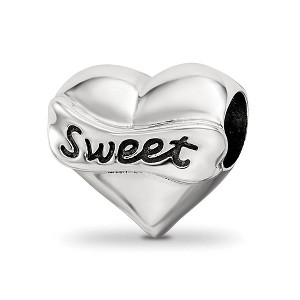 Black Bow Jewelry Sterling Silver & Pink Crystal Sweet 16 Double Sided Heart Bead Charm - 1 of 4