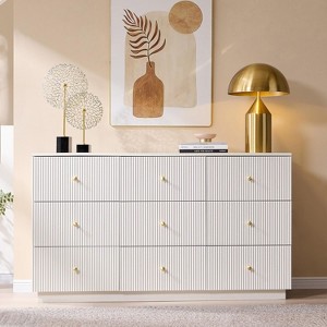 SinCiDo 9 Drawer Fluted Dresser, 55" Wide Wood Chest of Drawers with Deep Storage, Modern Storage Organizer for Bedroom, Living Room - 1 of 4