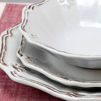 20pc Stoneware Antique Scallop Dinnerware Set White Elama : Target