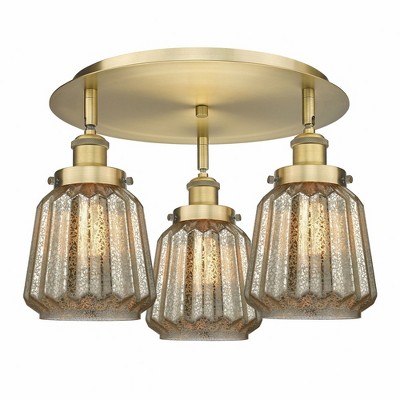 Chatham - 3 Light Flush Mount In Art Deco Style-8 Inches Tall and 18.25 Inches Wide