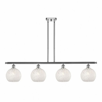 White Mouchette - 4 Light Stem Hung Island In Modern Style-10.5 Inches Tall and 48 Inches Wide