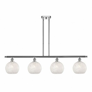 White Mouchette - 4 Light Stem Hung Island In Modern Style-10.5 Inches Tall and 48 Inches Wide - 1 of 1