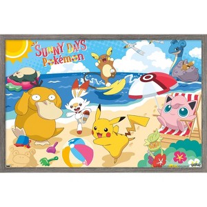 Trends International Pokemon - Beach Party Framed Wall Poster Prints - 1 of 4