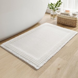 BAGOKIE Super Absorbent Bath Mat Waffle Bath Rug with Tassels - 1 of 4