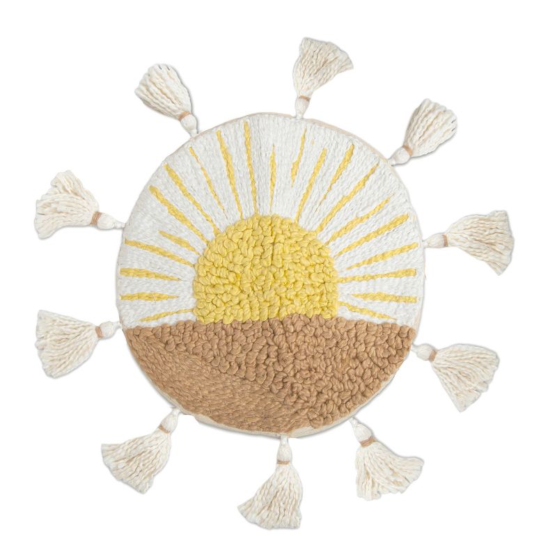 Crane Baby Embroidered Round Throw Pillow - Sunshine, 1 of 10