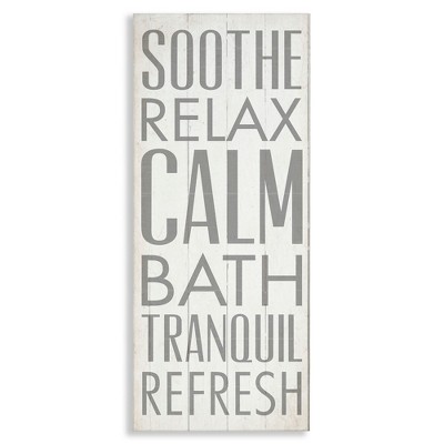 Stupell Industries Soothe Calm Relax Bath Bathroom, 10" x 24"