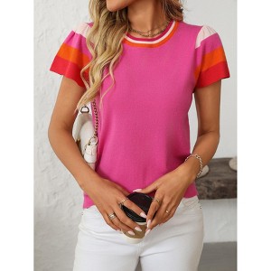 T-shirt Femme MNG - Rouge, Taille M - Manches Courtes, Col Rond, Coton - Très Bon état