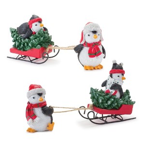 Melrose Playful Penguins with Sled Figurine (Set of 2) - 1 of 4