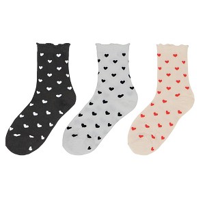 Anna-Kaci Women's Ankle Socks with Allover Heart Print and Soft Ribbed Cuff Trim - 1 of 4