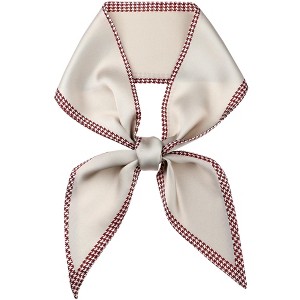 INSPIRE CHIC Women's Houndstooth Skinny Long Satin Silky Ribbon Neck Scarves 1Pc - 1 of 4