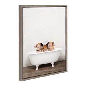 18" x 24" Sylvie Three Little Pigs in Tub Framed Canvas by Amy Peterson - Kate & Laurel All Things Decor - 1 of 4