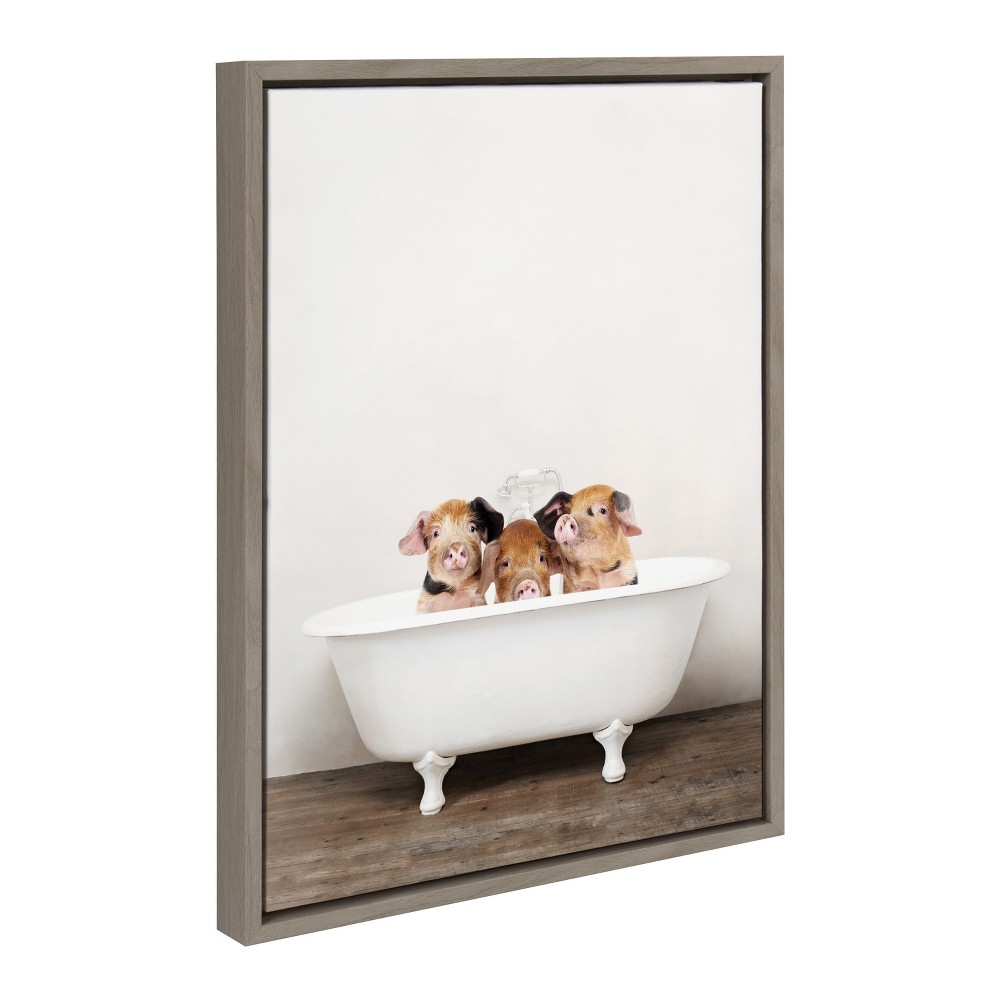 Photos - Other Decoration 18" x 24" Sylvie Three Little Pigs in Tub Framed Canvas by Amy Peterson Gr