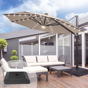 Sonkuki Outdoor 11Ft Aluminum LED Cantilever Patio Umbrella with Base for Patio Deck Garden - 1 of 4