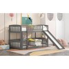Twin Over Twin Low Bunk Bed with Fence and Ladder for Kids - 3 of 4