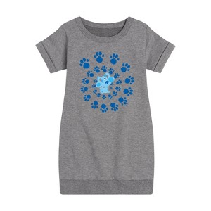 Girls' - Blue's Clues & You! - Blue Spiral Graphic Short Sleeve Fleece Dress - 1 of 4