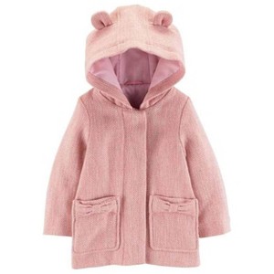 Carter's Baby Girls' Infant Pink Faux Wool Jacket W/3D Ears - 1 of 3