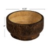 Storied Home Round Paulownia Wood Decorative Bowl, Marbled Brown Finish - 2 of 4