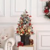 3 Ft Christmas Tree w/Square Shaped Base, Artificial Holiday Christmas Tree w/ 78 Led Lights, Easy Setup, Red Berry Accents, Holiday Ready - 3 of 4