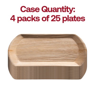 13" x 9" Rectangular Natural Palm Leaf Eco-Friendly Disposable Trays