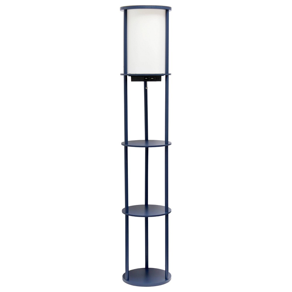 Photos - Floodlight / Garden Lamps 62.5" Round Modern Shelf Etagere Organizer Storage Floor Lamp with 2 USB C