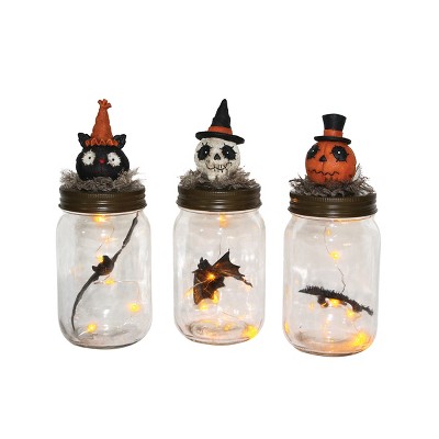 Gallerie II Spooky Light-Up LED Mason Jar Halloween Christmas Xmas Ornament A/3