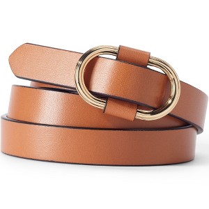 Lands' End Women's Adjustable Skinny Leather Belt - 1 of 2