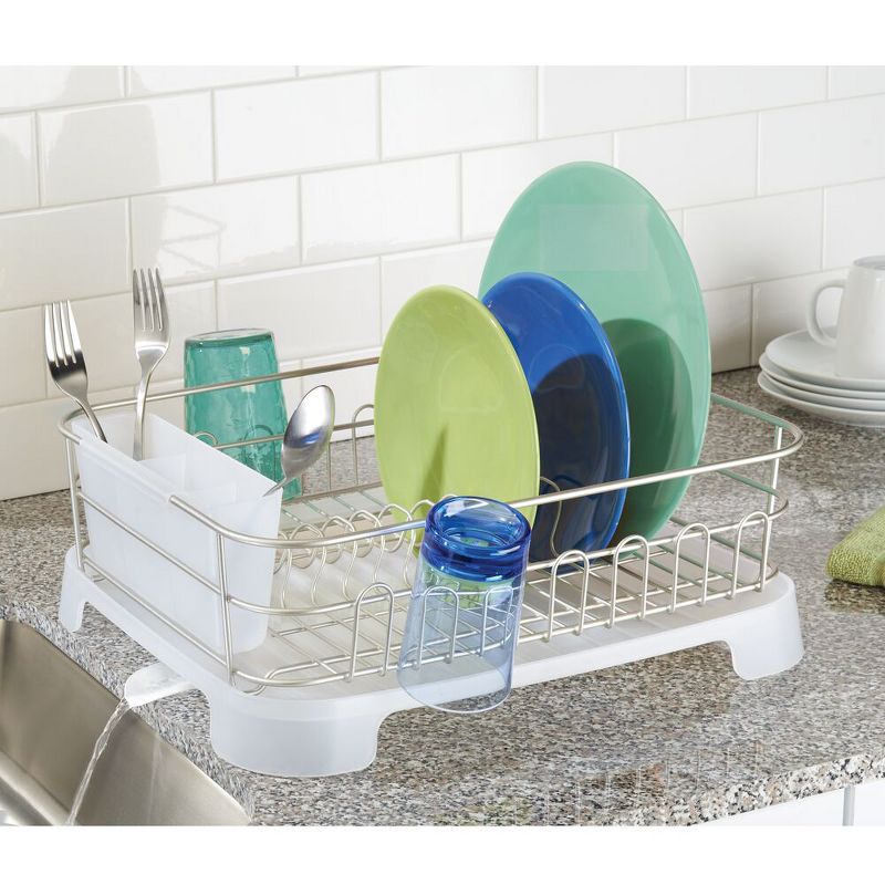 mDesign Alloy Steel Sink Dish Drying Rack Holder with Swivel Spout, 4 of 8